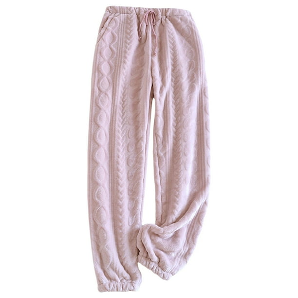 Pantalones de pijama de franela cálidos de invierno para mujer - Cintura elástica ajustable, ropa informal para estar por casa, M-XL, 40-75 kg