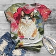 thumbnail image 2 of Plus Size Femmes Manches Courtes 3D Kitty Cat Imprimé Col Rond Tee T-Shirt Blouse, 2 of 6