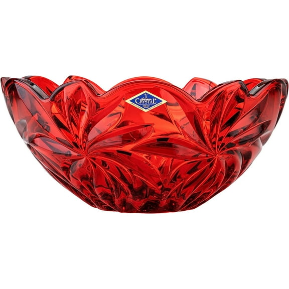 Bohemia Crystal AU52671 11.25" Bowl «FLORA» 28 cm, Decorative Bowl, Fruit Bowl, Centerpiece, Red