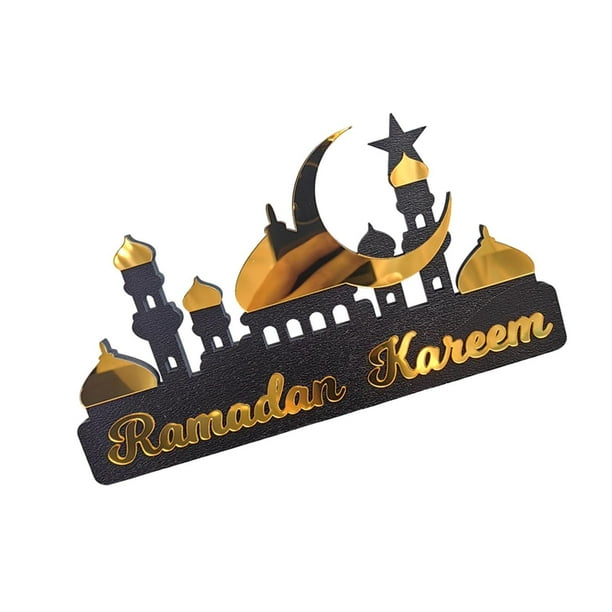 Calendario de Ramadán Kareem, decoración de escritorio de madera acrílica para regalos infantiles Dorado grande