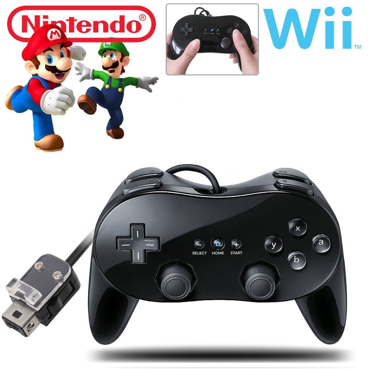  USonline911 2X Classic Controller Pro Compatible for Nintendo Wii  Used for Playing Virtual Console Games (1Pcs White and 1Pcs Black) : Video  Games