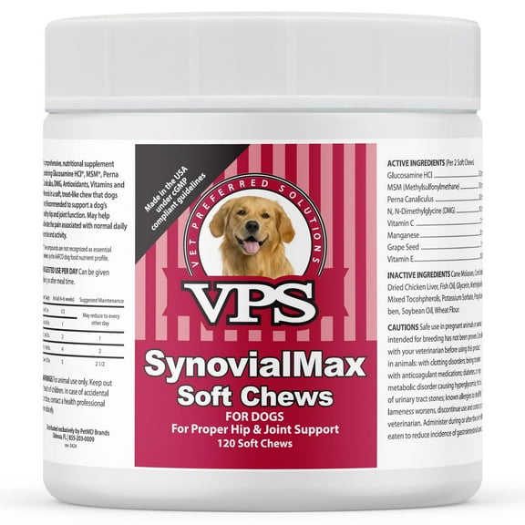 VPS SynovialMax Hip & Joint Soft Chews for Dogs, 120 count