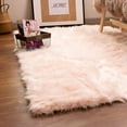 thumbnail image 1 of Super Area Rugs 6x9 Foot Plush Faux Fake Sheepskin Fur Shag Rug, Light Pink, 1 of 5