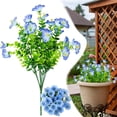 thumbnail image 2 of Artificial Morning Glory Bouquet with Blue Edged Flowers for Outdoor Porch Patio Garden Home Decor, Lifelike Faux Plant for Spring Summer Decoration, 2 of 7