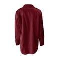 thumbnail image 6 of Comdrip Satin Button Down Shirts for Women, Satin Blouses for Women Button Down Shirts Long Sleeve Tops Button Up Shirt Women Wine 2XL, 6 of 6