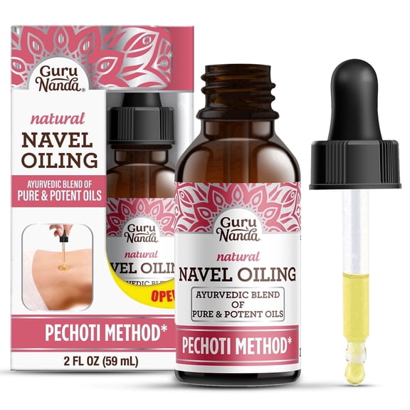 GuruNanda Navel Oiling – Ayurvedic Belly Button Oil with Castor, Neem & Vitamin E - 2 fl oz
