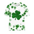 thumbnail image 4 of BLVB St Patricks Day Shirts Womens Crew Neck Short Sleeve Summer T Shirt Four Leaf Shamrock Graphic Tee Tops, 4 of 4