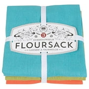 now designs floursack kitchen towels, set of three, bali blue/cactus green/crush orange