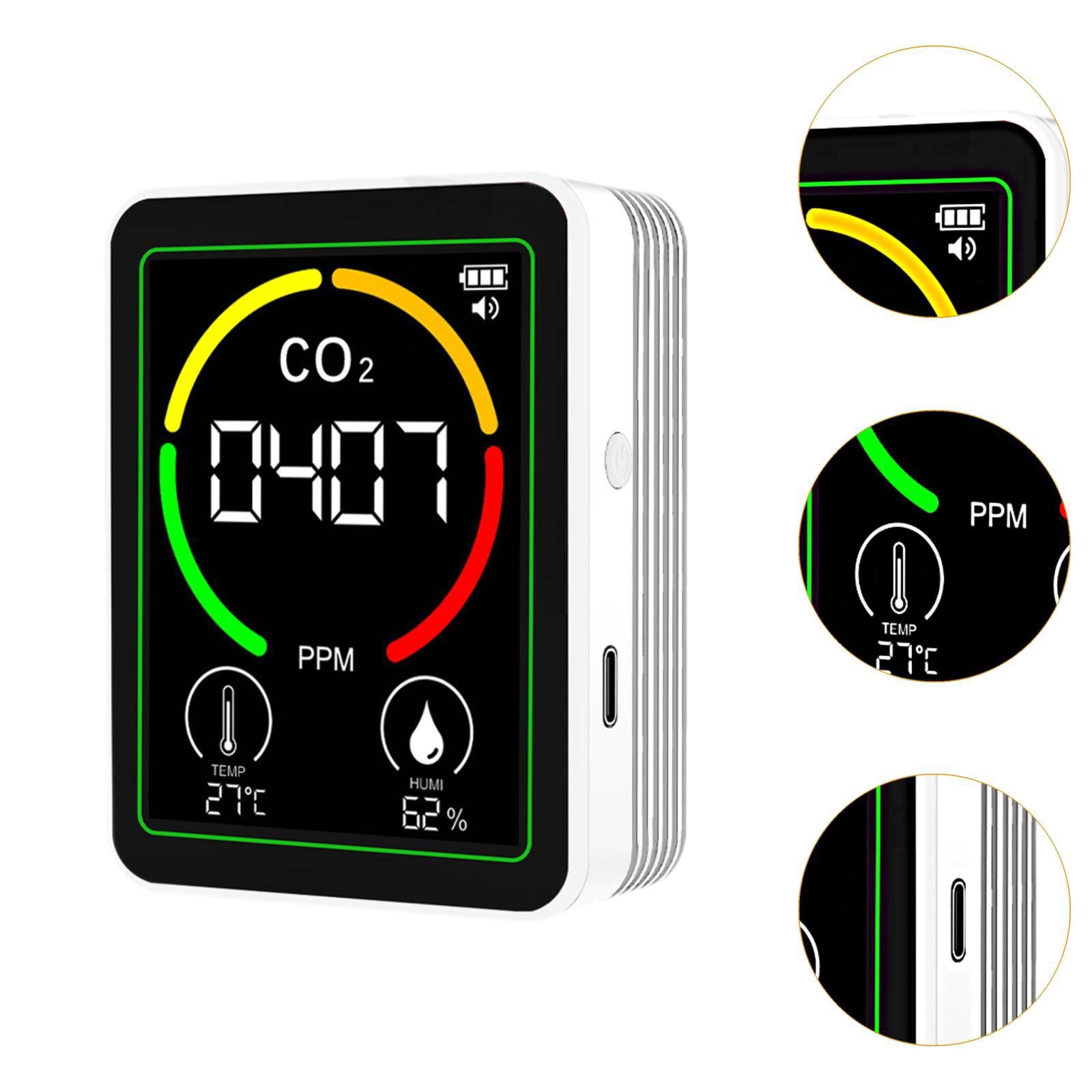 Miulika Air Quality Detector, Humidity Meter, Multifunctional Digital Air Analyzer, Real-time Display for Warehouse, Hotel, Kitchen, Garden white