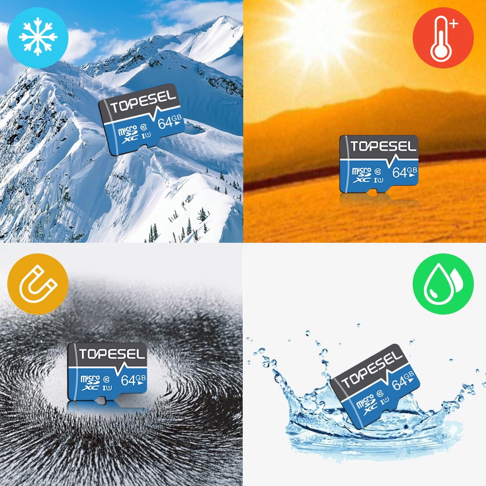 64G Micro SD Card with Adapter 5 Pack TOPESEL High Speed Class 10 UHS-I TF Memory Card for Nintendo Switch Phone Camera Blue