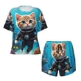 thumbnail image 2 of Yiaed Underwater Diving Cat Print Short Sleeve Pajama Sets for Women Casual Crew Neck 2 Piece Lounge Sets Women's Short-Sleeved Pajama-Small, 2 of 5