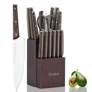 15 Piece Knife Sets with Block for Kitchen Chef Knife Stainless Steel Knives Set Serrated Steak Knives