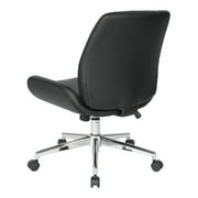 Office Star Products Black Faux Leather Chair with Chrome Finish Base