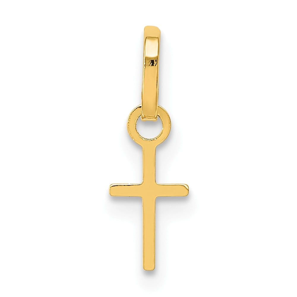 Million Charms 14K Tri-color Gold Religious Cross Stamp Charm Pendant 30mm x 21mm