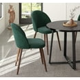 thumbnail image 3 of INO Design Mid-Century Modern 35'' Inch Round Grey Wooden Dining Table Set for 4 Comfortable Accent Velvet Barrel Chairs, Space Saving for Kitchen, Living Room Furniture, Small Apartments (Green), 3 of 11