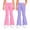Lilac/Pink Bonbon, variant on RBX Girls Stretch Flare Bell Bottom Leggings with Pockets for Yoga Dance and Play 2 Pack
