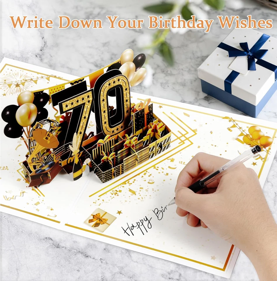 PRIME - 70Th Birthday Card For Men Women, Funny 3D Pop Up 70Th Birthday Gifts For Grandm