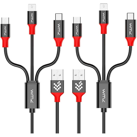 USB Cable, 6.6FT+6.6FT 2Pack Upgrade Charger&Data Sync Cable 3 in 1 Multiple with USB Type C Cable Compatible