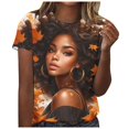 thumbnail image 1 of TSADFHJI Chemises pour Femmes Manches Longues Coton Col Rond Mode Décontractée Ample Imprimé Col Rond Manches Courtes T-Shirt Haut TG Rouge, 1 of 5