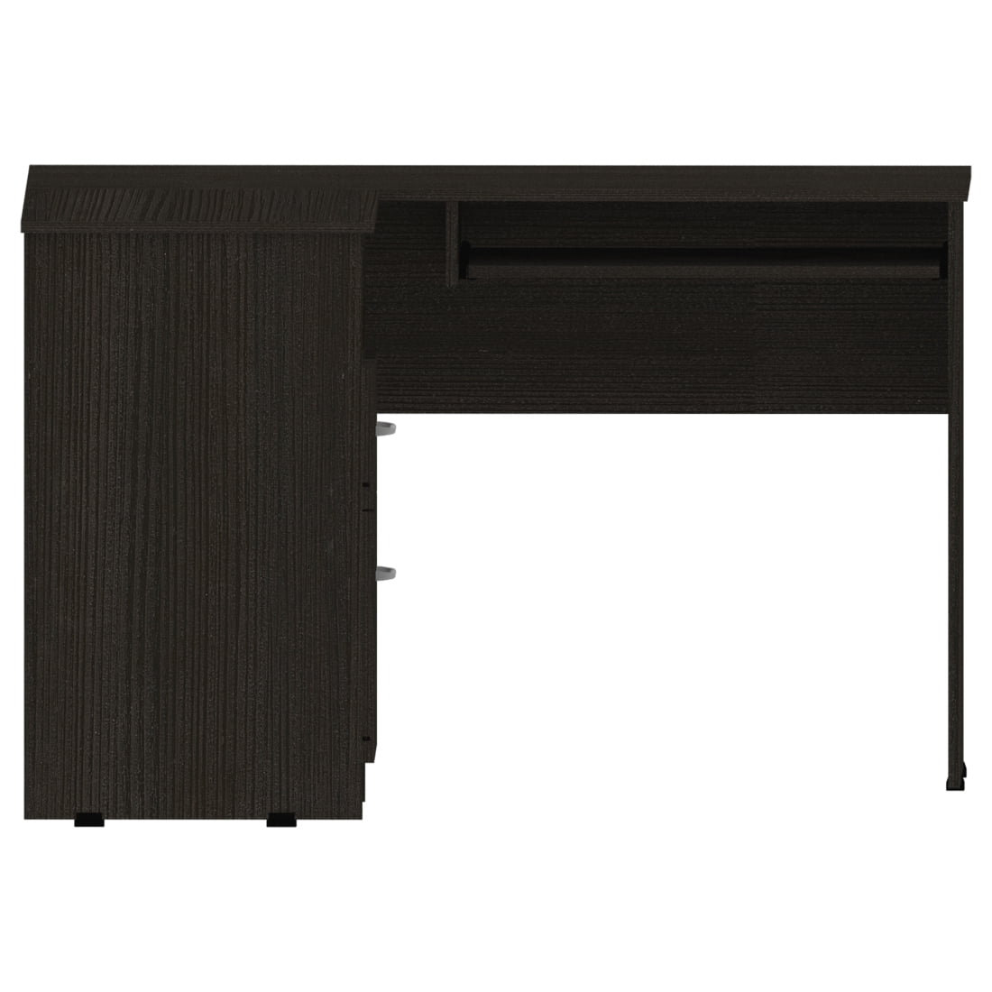Miekor Furniture Mix L-Shaped Desk, Keyboard Tray, Two Drawers, Single Open Shelf -Black 1961