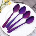 thumbnail image 4 of Stainless Steel Buffet Serving Spoons, 8 Inches, 12 Pieces, Large Spoons for Serving, Stainless Steel Solid Buffet Banquet Flatware Kitchen Basics Serving Spoon Big Ladle Spoon, Purple, 4 of 7