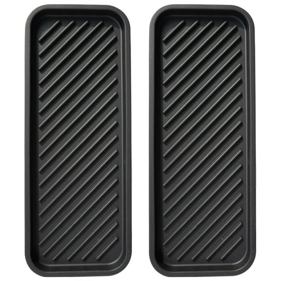 PBPBOX 2Pcs Silicone Drying Mat Black for Kitchen Sink and Bathroom Soap Organizer Tray