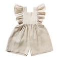 thumbnail image 1 of Girls Boys Playsuits Ruffled Jumpsuit Fly Sleeve Romper Linen Overalls Summer Clothes, 1 of 2