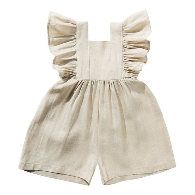 TZEWGL Casual Solid Romper For Newborn Ruffled Fly Sleeve Playsuits For Infnat Beach Sport size 12-18M