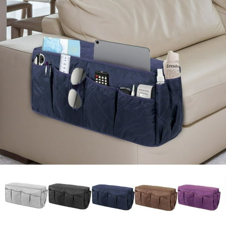 Gustave Couch Sofa Armrest Organizer Anti-Slip Recliner Armchair Caddy Storage Holder Waterproof with 14 Pockets for TV Remote Control Phones Magazine iPad (Gray)