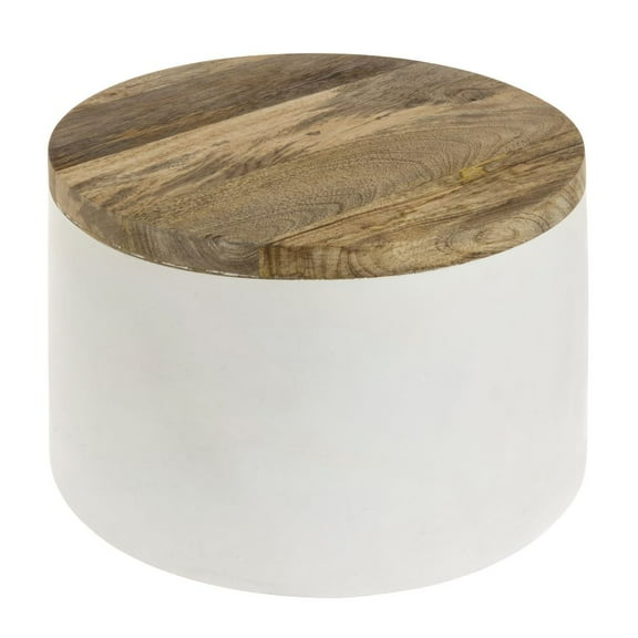 HUBERT® Round White Mango Wood Riser - 12"Dia x 7"H