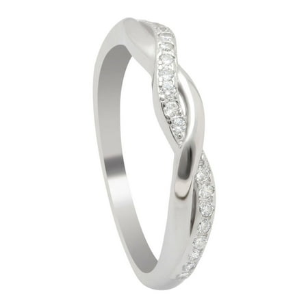 - Queena Twisted Sterling Silver Anniversary Wedding Band Ring- Ginger Lyne Collection