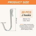 thumbnail image 2 of Uxcell 2.3" J Hooks, 20 Pack Hook Wire Rack Hooks J Shaped Click-on Hooks, Silver Tone, 2 of 7