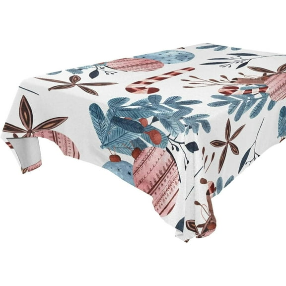 SKYSONIC 60”x90" Square Tablecloth with Christmas Candy Star Anise Leaves Prints, Anti-Wrinkle and Smooth Table Cloth for Kitchen/Home Decoration