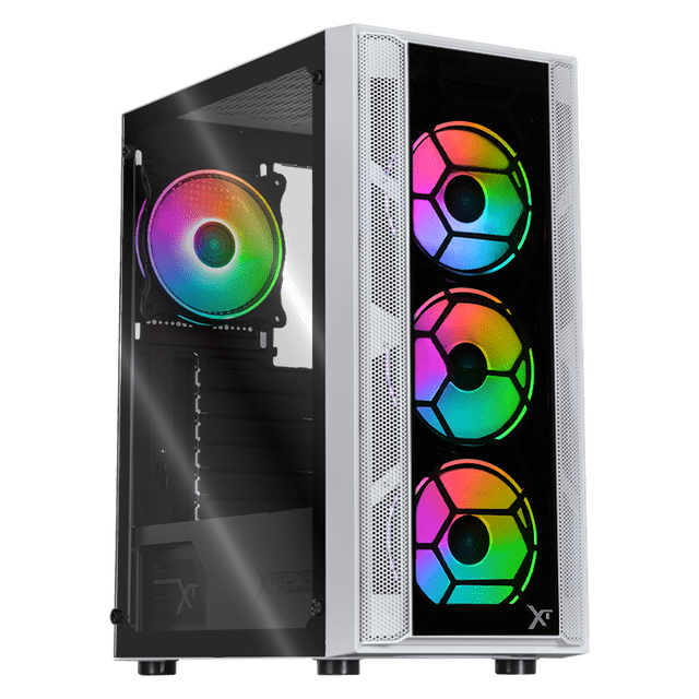 Gabinete XTREME PC GAMING Kronos Media Torre Fuente 600W 4 Fan ARGB Blanco CXTGSXWT