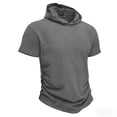 thumbnail image 2 of OGLCCG Men's Short Sleeve Summer Hoodies Casual Cotton Workout Pullovers Tops Lightweight Sport Gym Athletic Hooded Shirt,L,Gray, 2 of 6