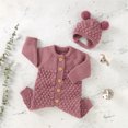thumbnail image 4 of KAUOD Baby Boys Knit Jumpsuits with Hat New Born Crochet Button Front Rompers Outfits Soft Breathable Cotton Rompers, 4 of 9