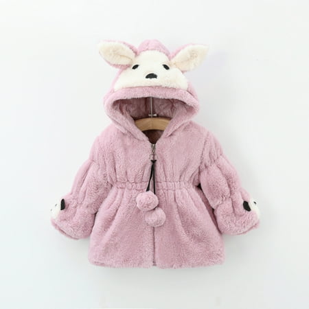 

Floleo Girls Kids Outfits Toddler Girls Solid Color Thicken Plush Cute Flowers Rabbit Ears Winter Hoodie Thick Coat Cloak