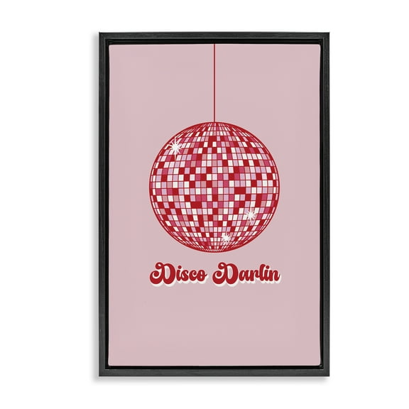 Stupell Industries Retro Disco Darlin Typography Painting Black Floater Framed Art Print Wall Art, 17 x 25