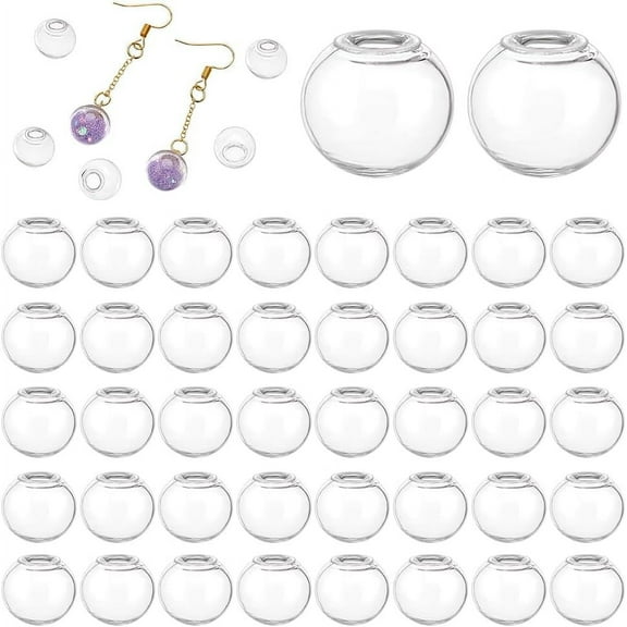 200pcs Mini Glass Globes 12mm Glass Ball Bottles Orbs Balls Wish Ball Charms Spheres UV Planet Crafts for UV Resin Gemstone Dice Pendant Charms Earring Making Clear