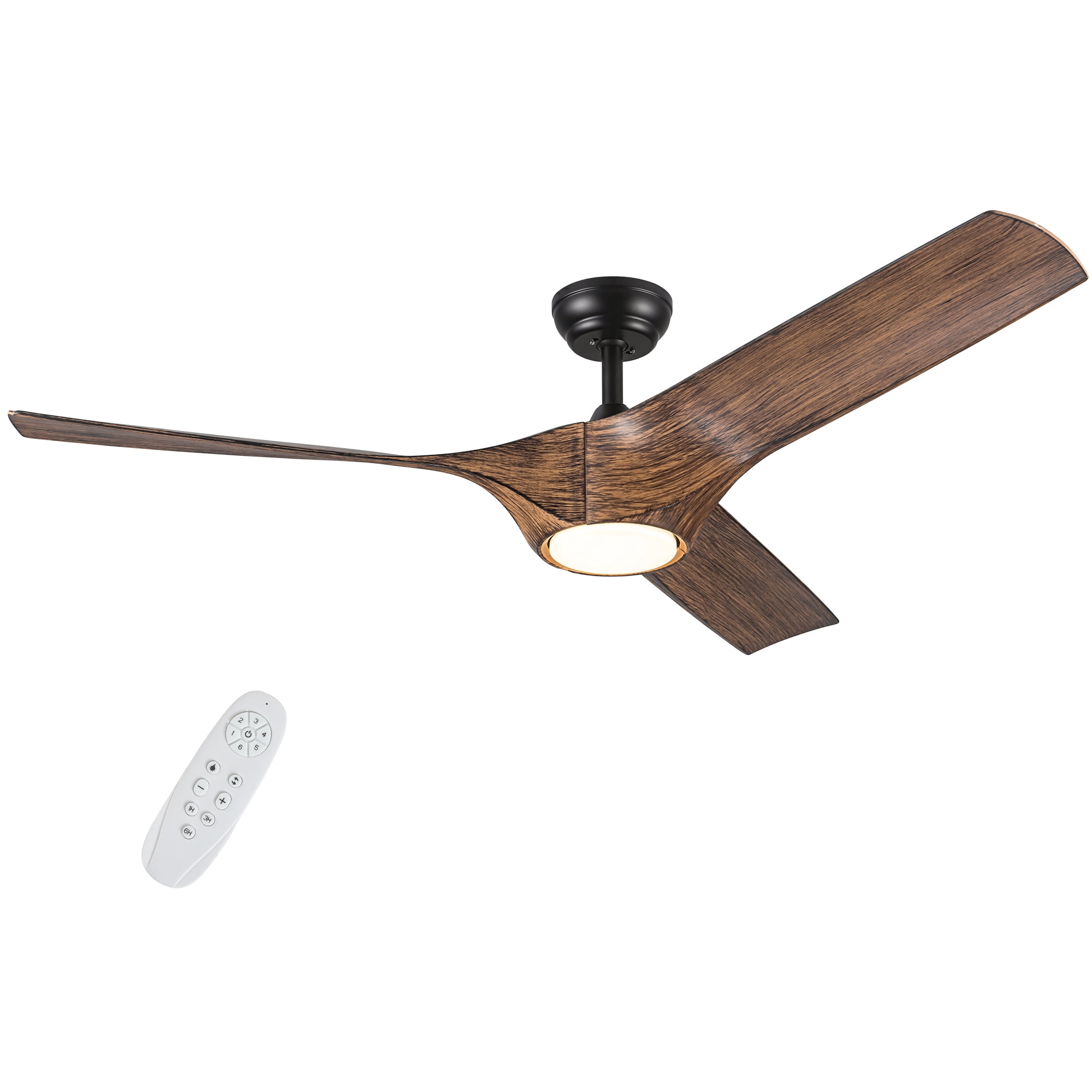 Wellspeed 56 in. 3 Blades Indoor Faux Wood Ceiling Fan with LED Light Kit and Remote Control
