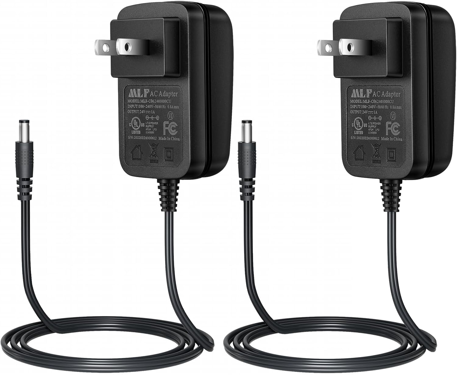 24 Plug Adapter CHL-2-Pack DC 24V 1A Power Supply Adapter,24Watt 2.1mm X 5.5mm Plug,24 ...
