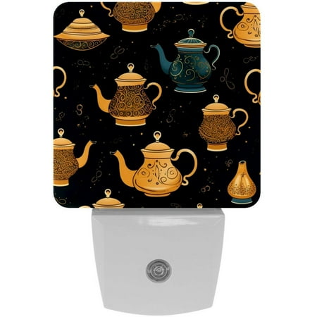 

Arabic teapot LED Square Night Light - Compact and Energy Efficient Illumination for Bedrooms and Bathrooms - Plug-in Wall Lamp with Auto Sensor