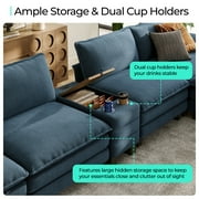 Linsy Home Oversized Modular Cloud Sectional Sofa with 2 Ottomans, 4 Seat Couches and Sofas Sectional with Versatile Console, Blue
