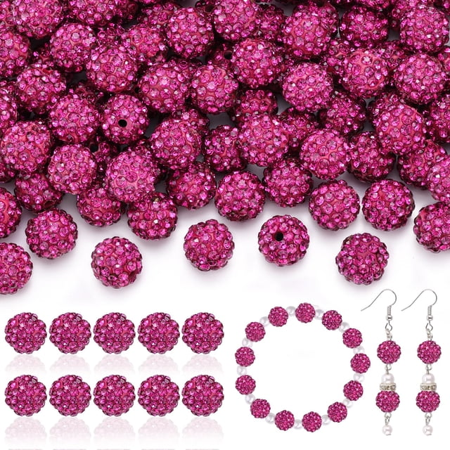 Cuentas de Piedras Brillantes TINKRSTUFF 160 piezas 10 mm Fucsia