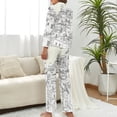 thumbnail image 2 of Santorini Black & White Greece Women's Long Sleeve Flannel Pajama Set Sleepwear M, 2 of 5