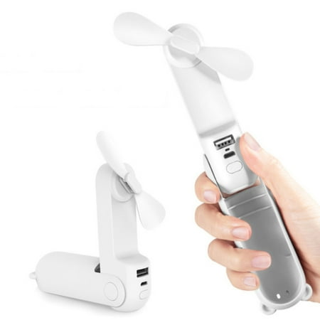 

Folding Mini Fan 2 Speeds Super Quiet Desk Fan 2000 mAh Power Bank with Flashlight New