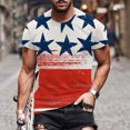 thumbnail image 1 of Snoarin Chandails en Molleton pour Hommes Mode Hommes Manches Courtes Col Rond T-Shirt Imprimé Décontracté Blouse 4 Juillet Chemises pour Hommes en Solde, 1 of 5