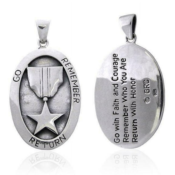 Military Go Remember Return 925 Sterling Silver Pendant Medallion Jewelry