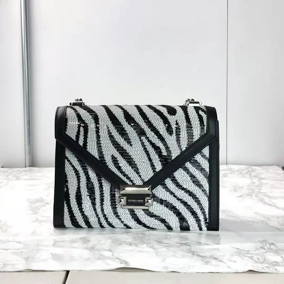 Michael Kors Whitney 30H9Swhl3I Large Shoulder Bag In Optic White/Black