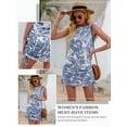 thumbnail image 7 of Xuanfei Women Tie Dye Print Crew Neck Sleeveless Side Drawstring Mini Dress, 7 of 7